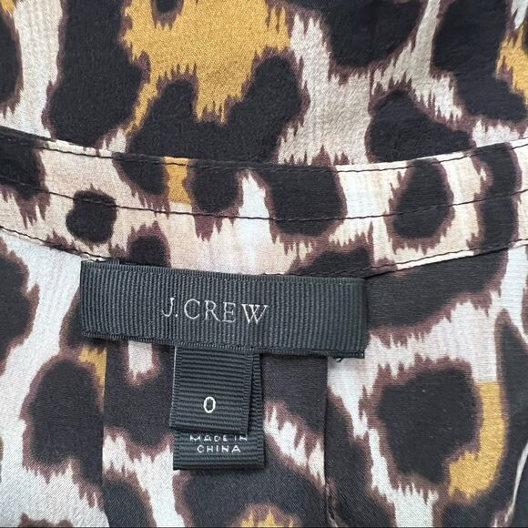 J. Crew Silk Cheetah Animal Print Cap Sleeve V Neck Tunic Top - Picture 6 of 8